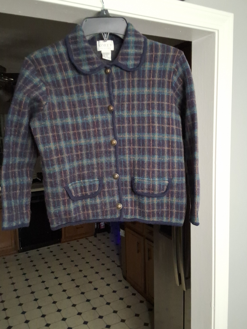 Koret Navy and Green Plaid Wool Jacket